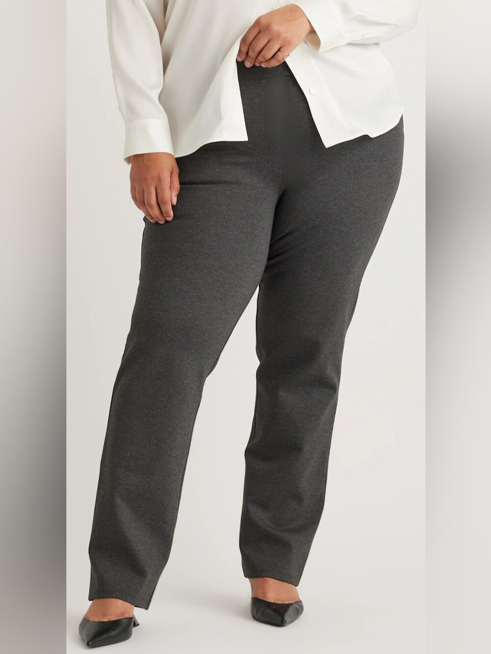 Lane Bryant Dark Gray Plus Size Straight-Leg Ponte Pants Pull On Stretch 22-24